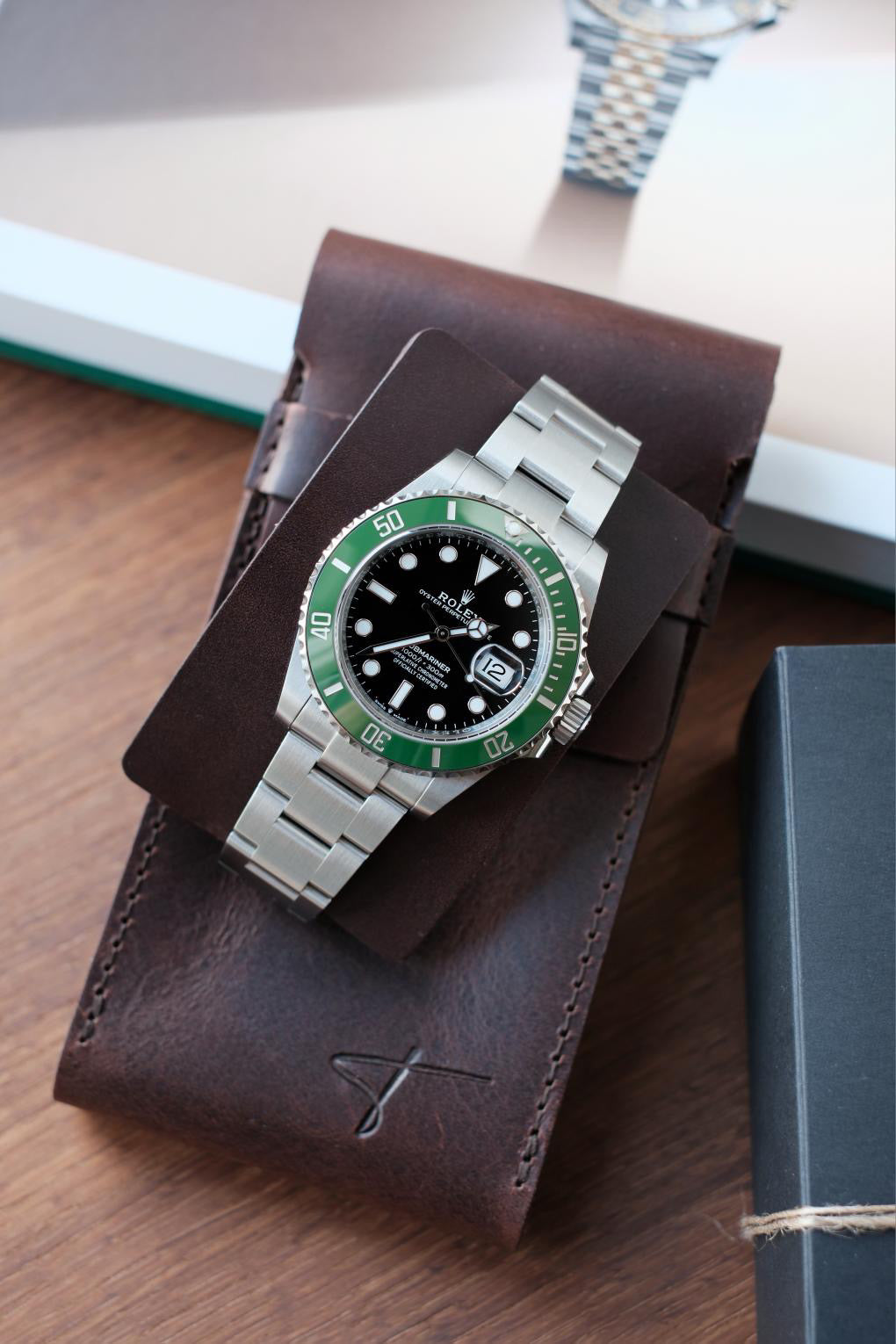 Premium Leather Watch Pouch- Brown leather