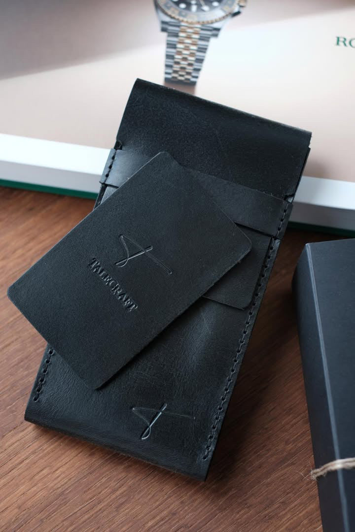 Premium Leather Watch Pouch-black leather