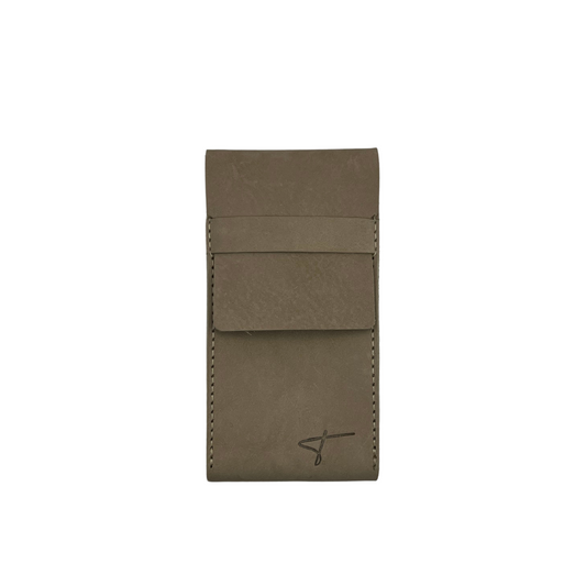 Premium Leather Watch Pouch- beige suede