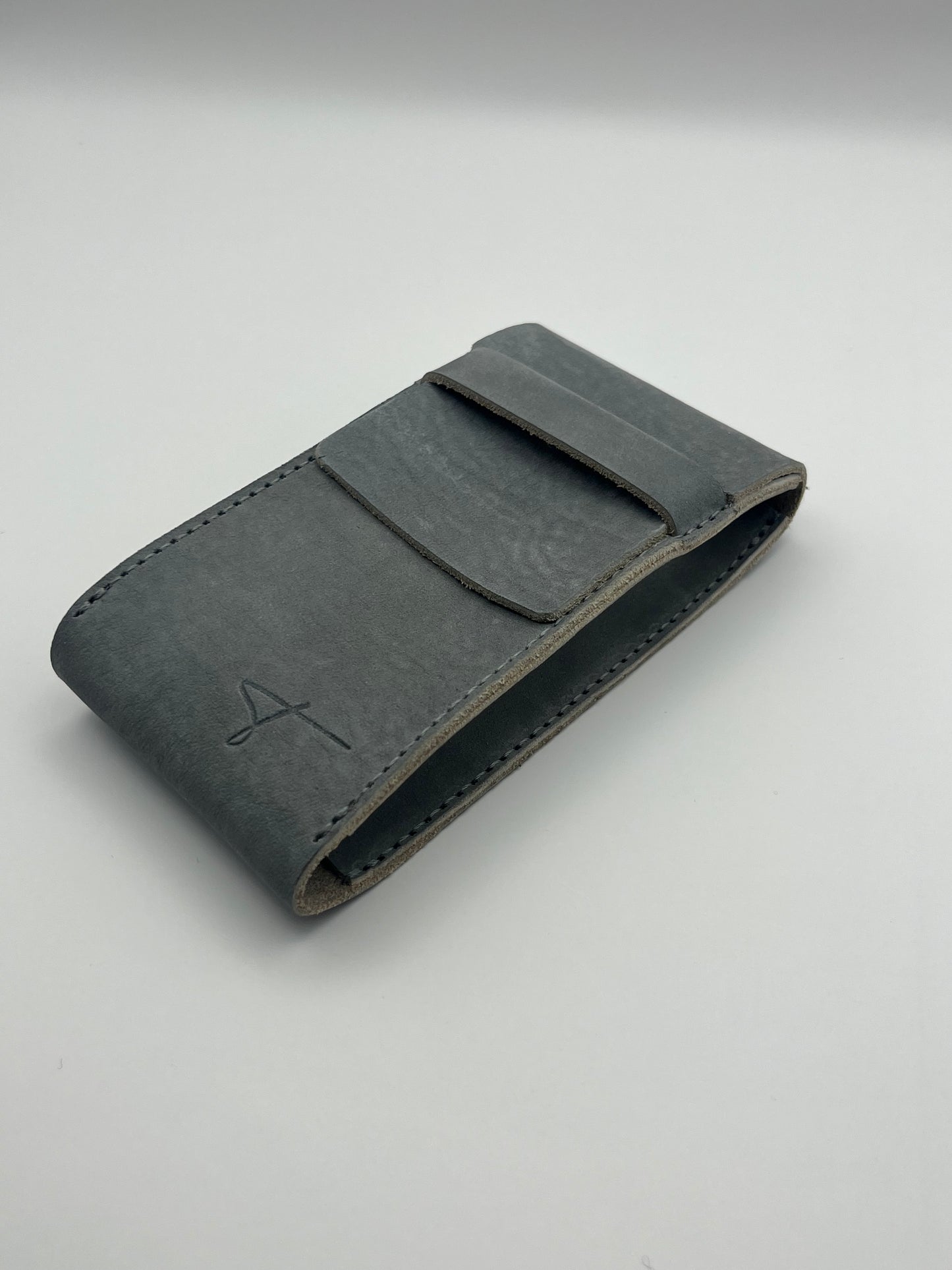 Premium Leather Watch Pouch- Gray suede leather