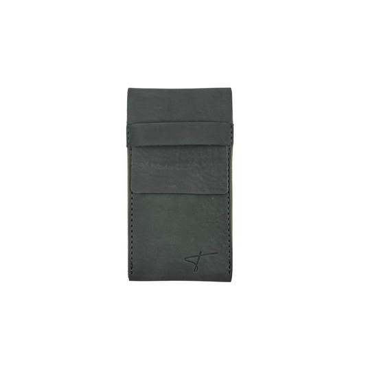Premium Leather Watch Pouch- Gray suede leather